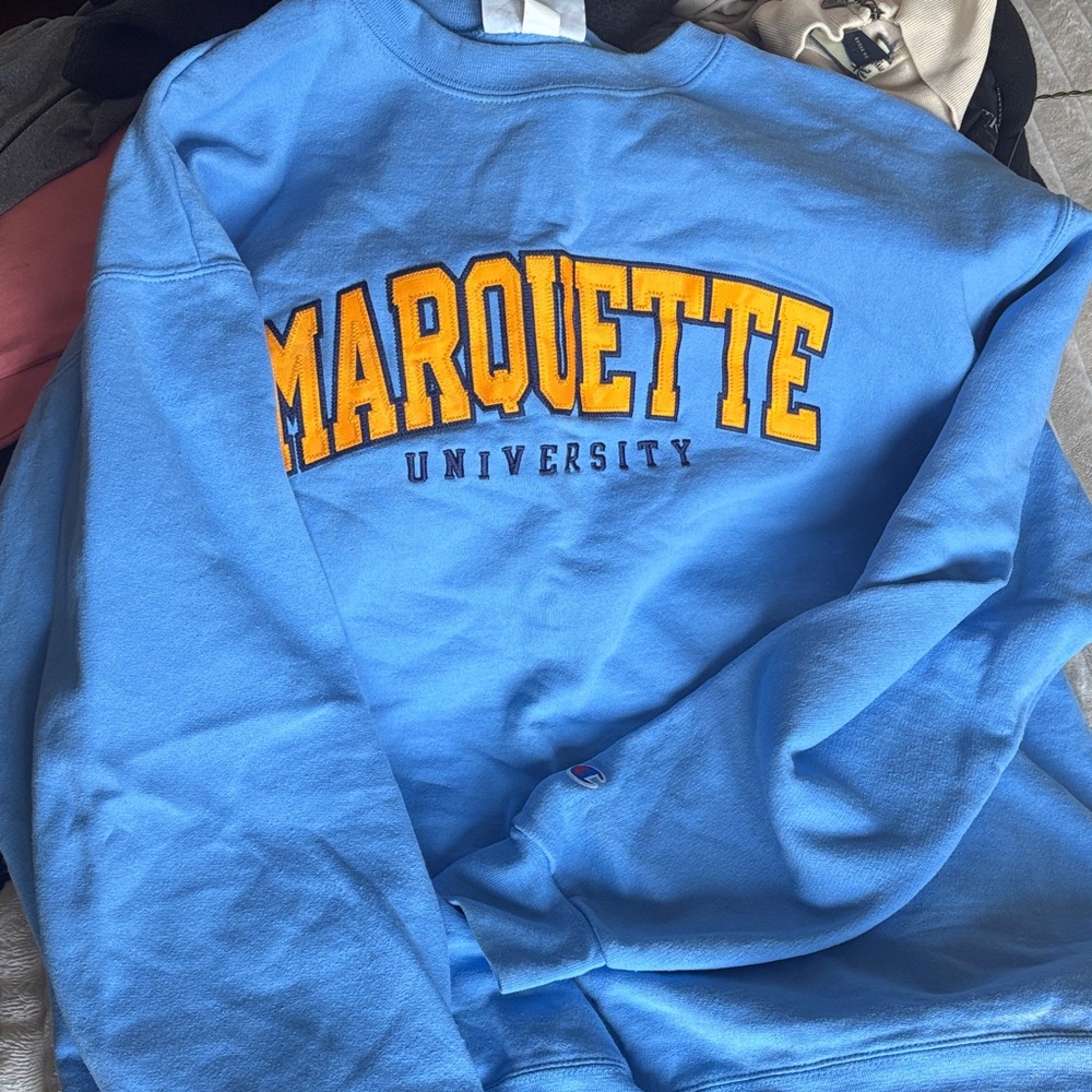 Champion Light Blue and Gold Crewneck Sweater